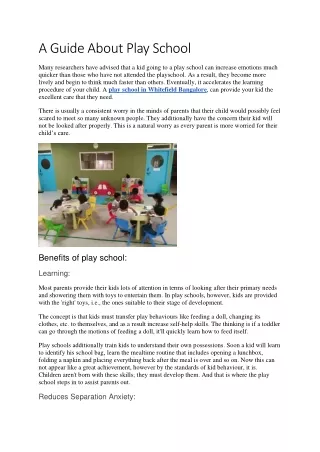 A Guide About Play School