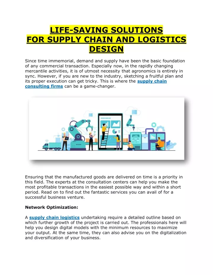 life saving solutions for supply chain