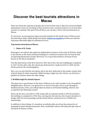 discover the best tourists attractions in macau