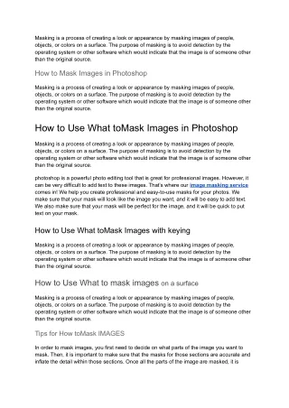 masking is a process of creating a look