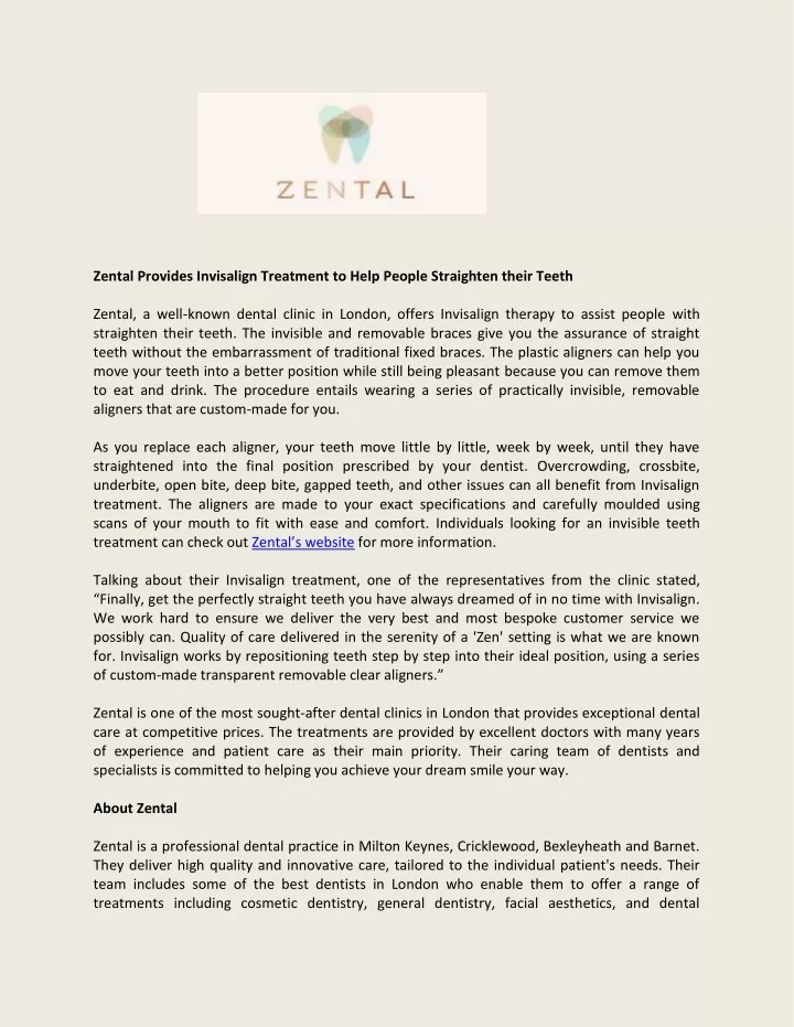 zental provides invisalign treatment to help