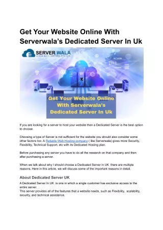 get your website online with serverwala