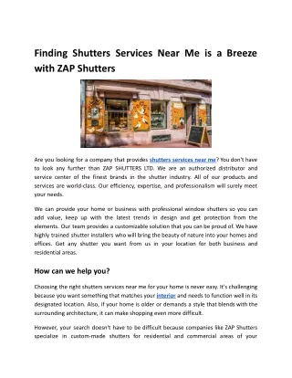 Finding Shutters Services Near Me is a breeze with ZAP Shutters