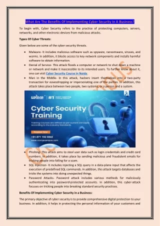 what are the benefits of implementing cyber