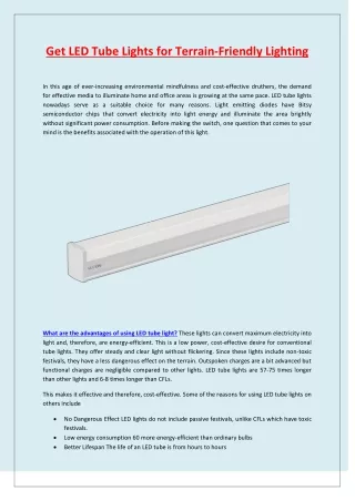 Get LED Tube Lights for Terrain Friendly Lighting