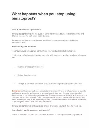 what happens when you stop using bimatoprost