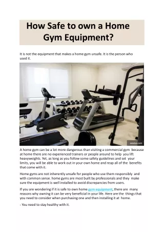 How Safe to own a Home Gym Equipment-converted