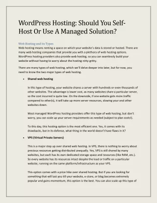 wordpress hosting should you self host
