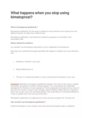 what happens when you stop using bimatoprost