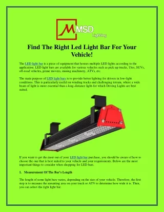 Led Light Bar For Your Vehicle at www.meishida-led.com