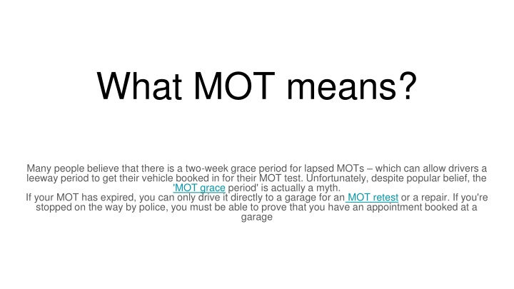 what mot means