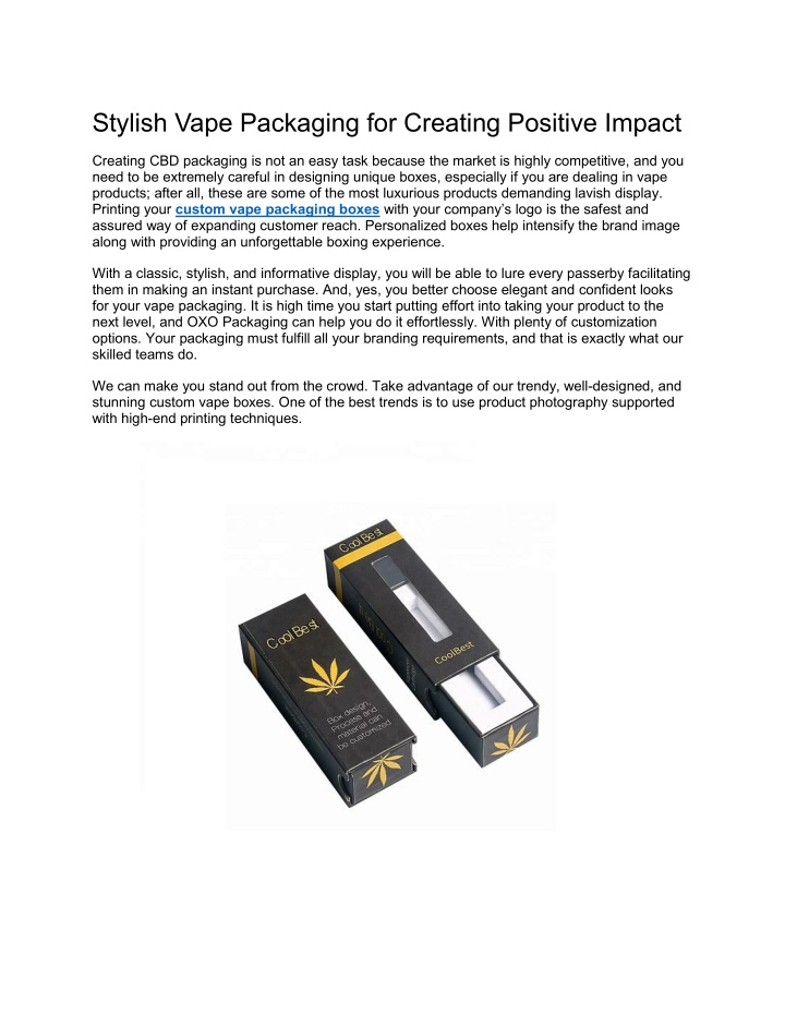 stylish vape packaging for creating positive