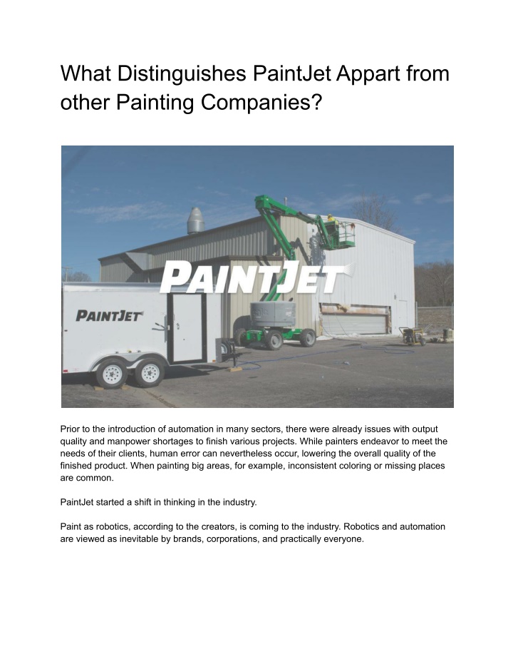 what distinguishes paintjet appart from other