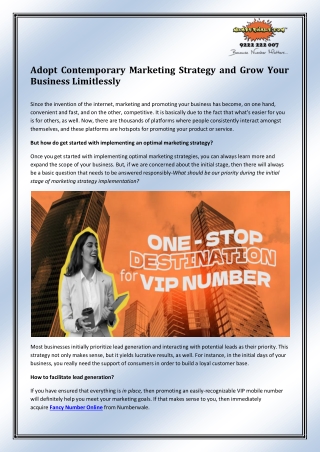 adopt contemporary marketing strategy and grow