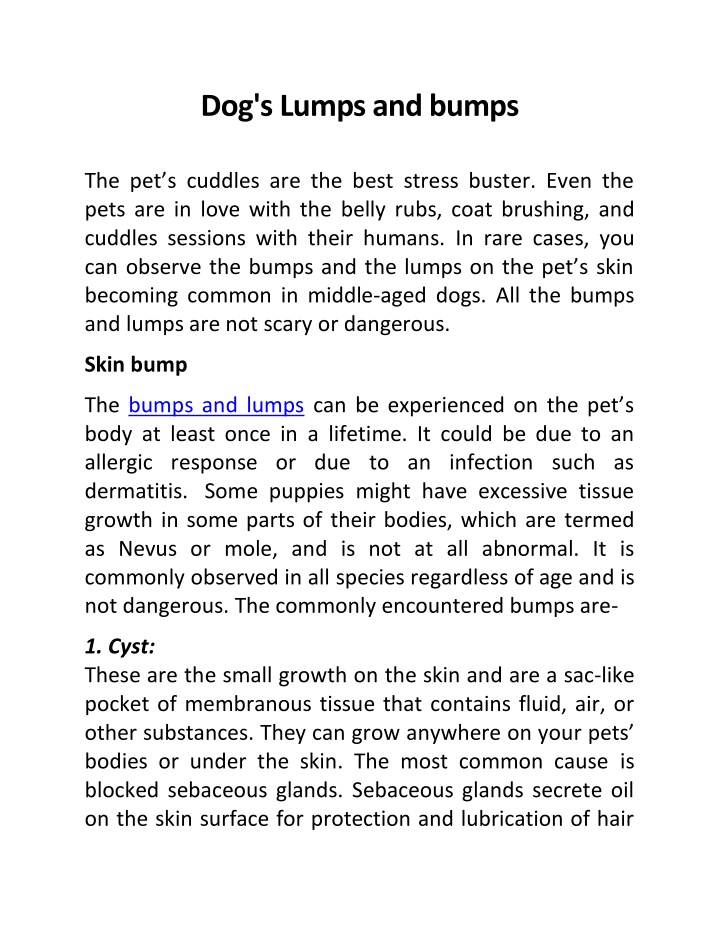 dog s lumps and bumps