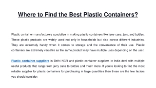 Where to Find the Best Plastic Containers