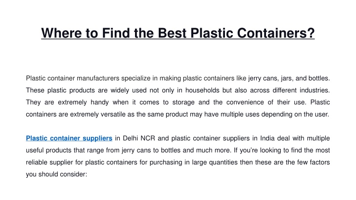 where to find the best plastic containers