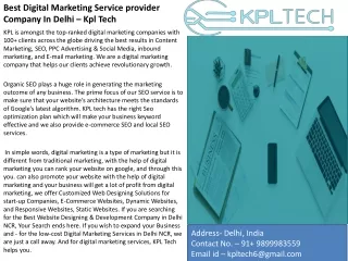 Best Digital Marketing Service Provider in Delhi, India –kpl tech