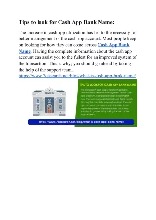 Tips to look for Cash App Bank Name: