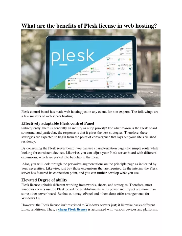 what are the benefits of plesk license