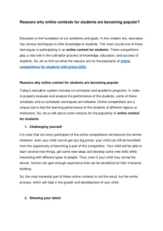 Reasons why online contests for students are becoming popular?