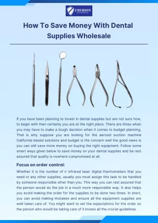 How To Save Money With Dental Supplies Wholesale
