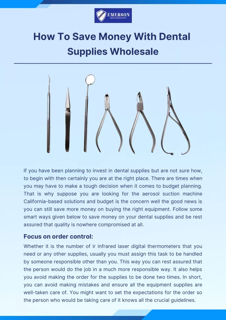 how to save money with dental supplies wholesale