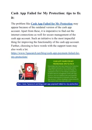 Cash App Failed for My Protection: tips to fix it: