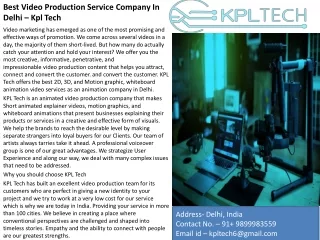 Best Video Production Company in Delhi, India-kpl tech