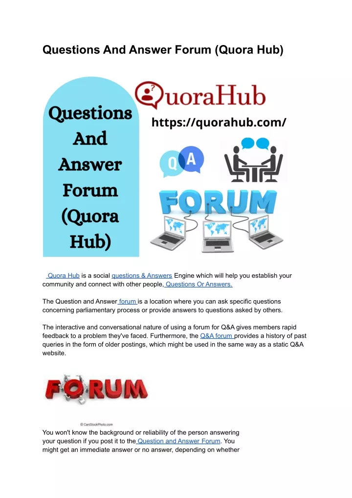 questions and answer forum quora hub
