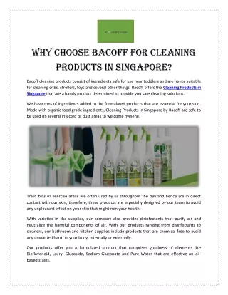 Why choose Bacoff for Cleaning Products In Singapore