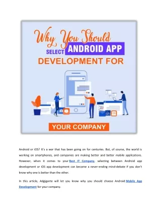 why you should select android app development for your company
