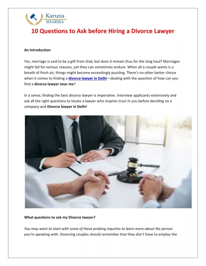 10 questions to ask before hiring a divorce lawyer