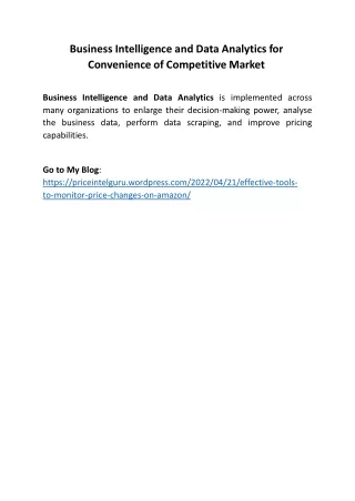 business intelligence and data analytics