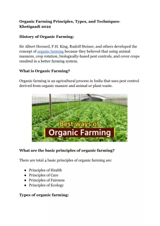 organic farming principles types and techniques