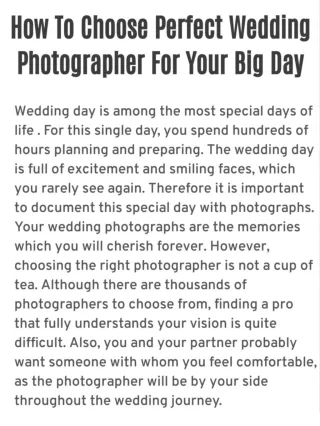 How To Choose Perfect Wedding Photographer For Your Big Day