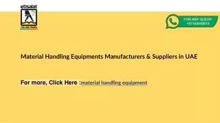 Material Handling Equipments Manufacturers & Suppliers in UAE