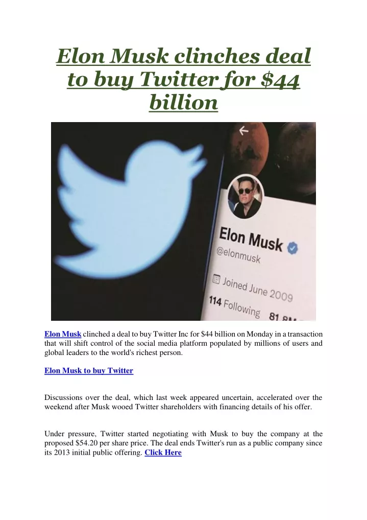 elon musk clinches deal to buy twitter