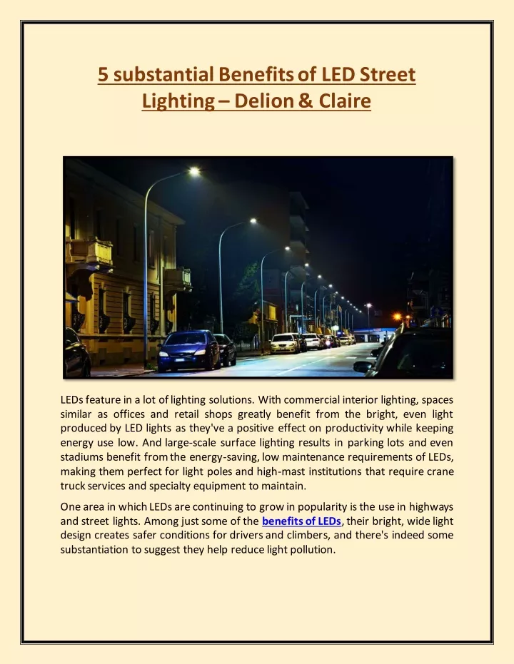 5 substantial benefits of led street lighting