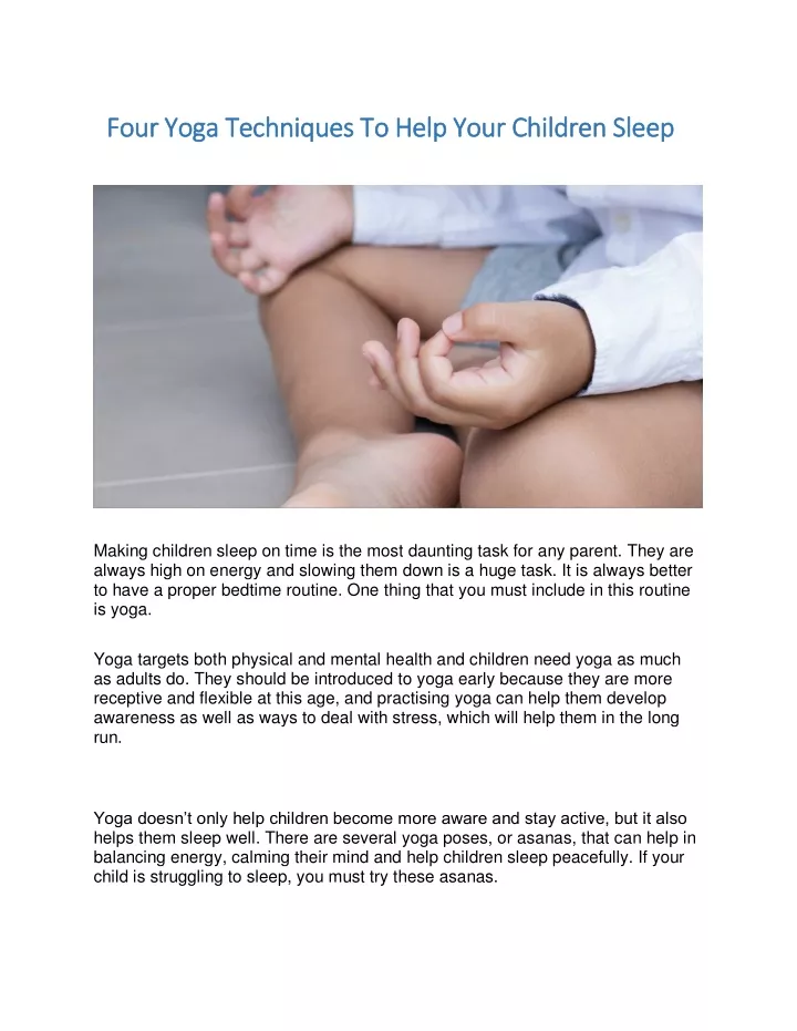 four yoga techniques to help your children sleep