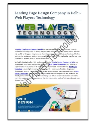 landing page design company in delhi web players