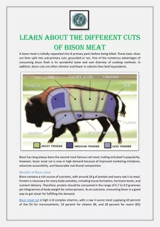 Learn About the Different Cuts of Bison Meat
