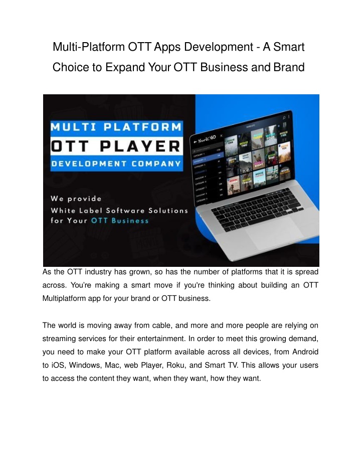 multi platform ott apps development a smart