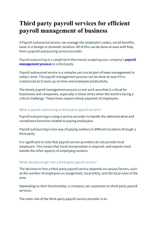 third party payroll services for efficient