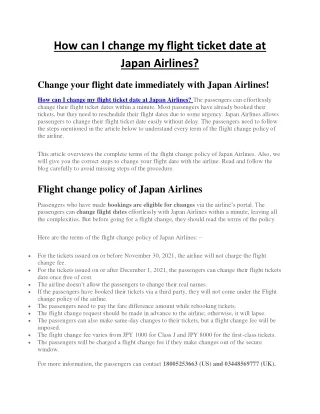 How can I change my flight ticket date at Japan Airlines cheapestflightsfare.com