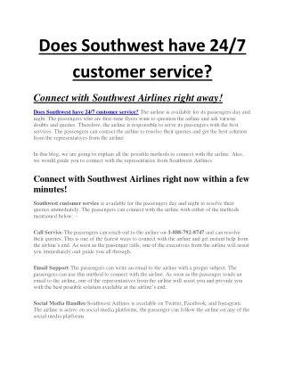 Does Southwest have 24-7 customer service cheapestflightsfare.com