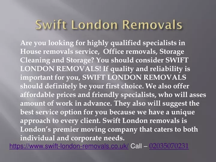 swift london removals