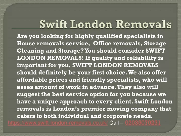 swift london removals