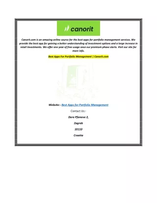 Best Apps For Portfolio Management Canorit.com