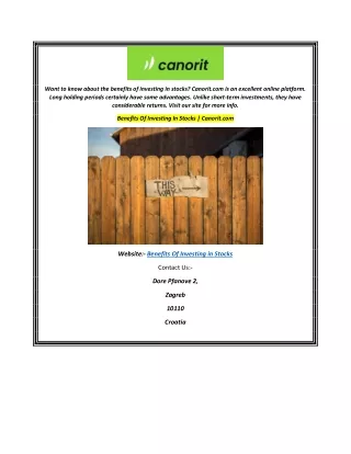 Benefits Of Investing In Stocks Canorit.com